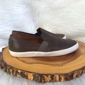 Frye leather slip on sneakers in ash